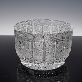 Cut Crystal Footed Bowl with Starburst Pattern