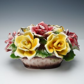 Capodimonte Vintage Figurine, Flower Basket