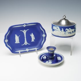 3pc Wedgewood Wedgwood Cobalt Jasperware