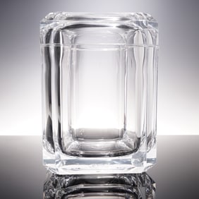 Mid-Century Faceted Lucite Ice Bucket with Rotating Lid