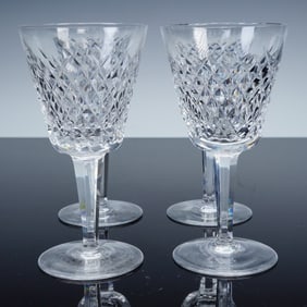 4pc Waterford Crystal Claret Wine Glasses, Alana Pattern
