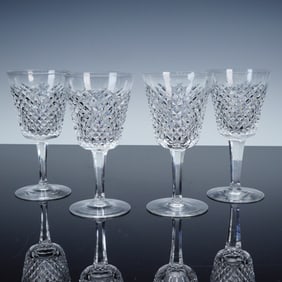 4pc Waterford Crystal Wine Glasses, Alana Pattern