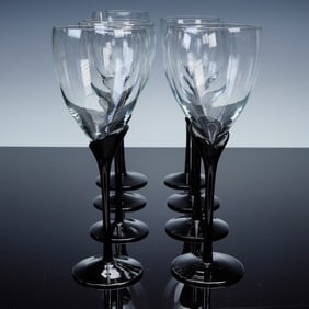 8pc Colony Amaryllis Black Stemware Water Goblets