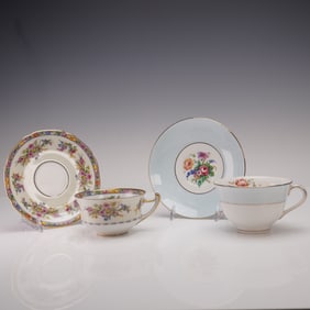 2 Colclough and Macy's Floral Teacup and Saucer Sets