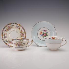 2 Colclough and Macy's Floral Teacup and Saucer Sets