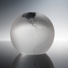 Frosted Crystal World Globe Paperweight