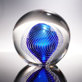 Val Saint Lambert Crystal Large Art Glass Paperweight