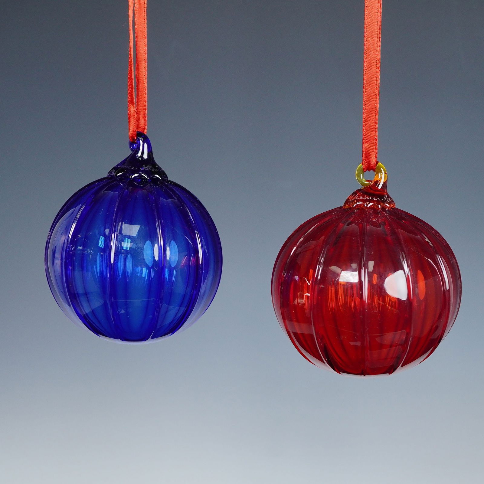 2pc Thames Glass for Tiffany and Co. Christmas Ornament Balls (1 of 4)