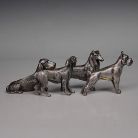 4pc Price Metal Dog Figurines - Collie, English Setter, Boxer & Bloodhound