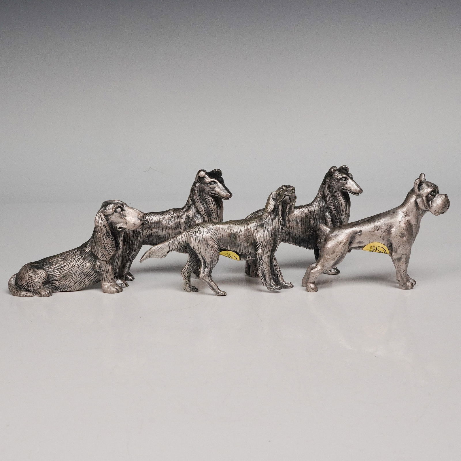 5pc Price Metal Dog Figurines - Collies, English Setter, Boxer & Bloodhound (1 of 5)
