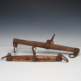 Pair of Wooden Horse Yokes with Iron Hardware