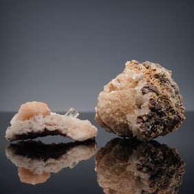 2pc Opal Stilbite and Hyalite Mineral Specimens