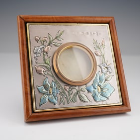 Creazioni Artistiche Wooden Frame Sterling Silver Floral Minatare Frame