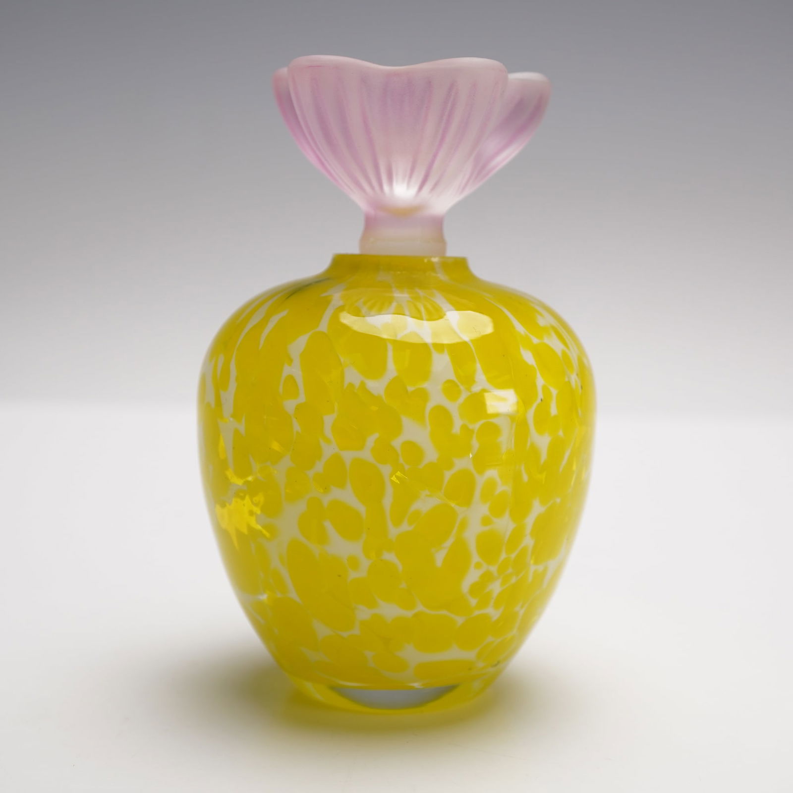 Art Glass Perfume Bottle with Pink Flower Stopper (1 of 5)