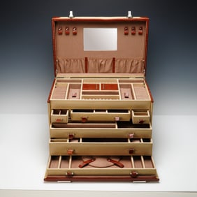 Wolf Designs Multi-Tiered Vintage Traveling Jewelry Box