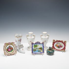 7pc Assorted Porcelain and Cloisonne Decorative Miniature Collectibles