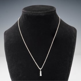 14K White Gold 0.10ctw Diamond 3-Stone Pendant Necklace