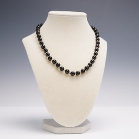 18K Gold and Onyx Bead Necklace