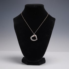 Lenox Sterling Silver Pendant Necklace, Heart with Red Gemstone