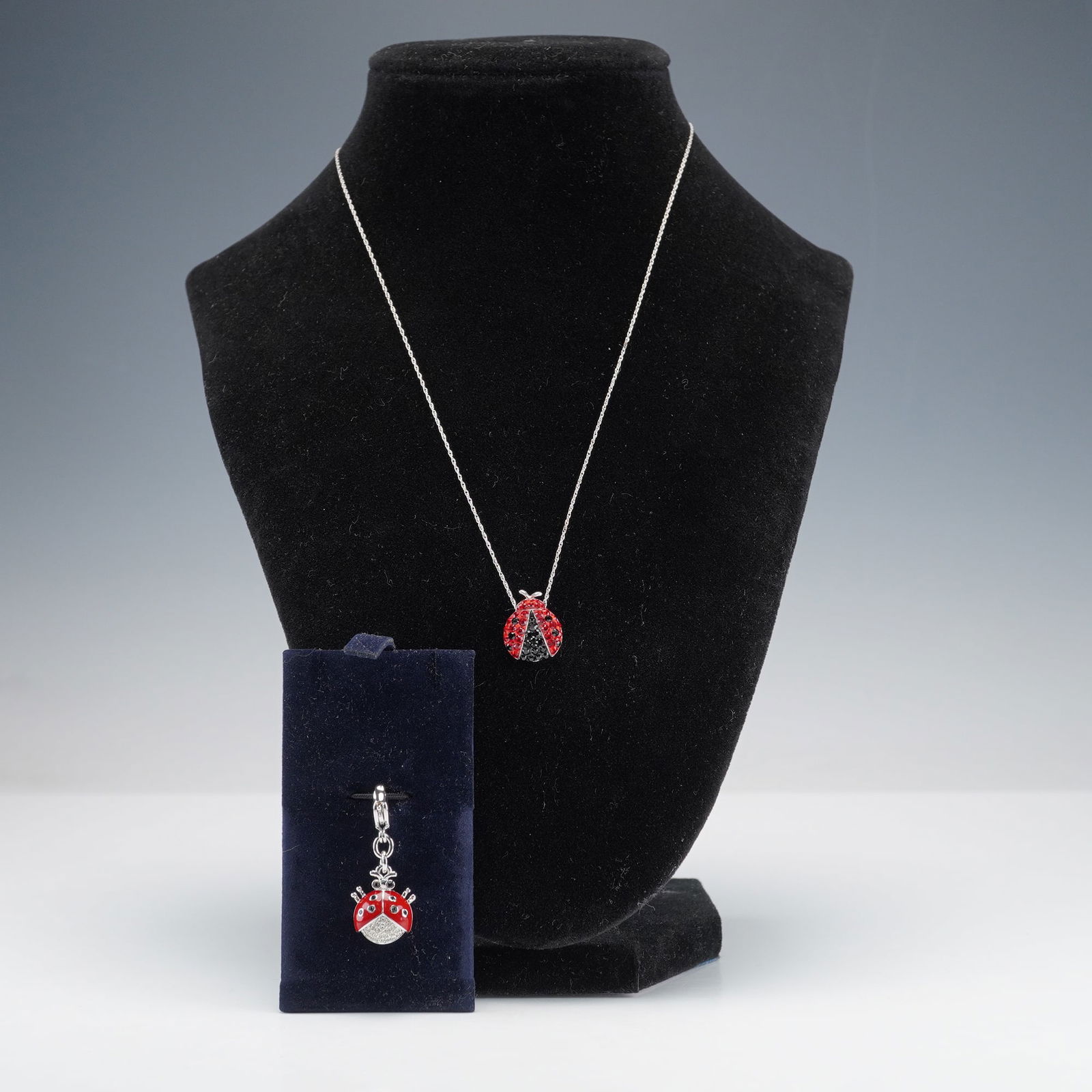 2pc Sterling Silver Ladybug Necklace and Swarovski Charm (1 of 7)