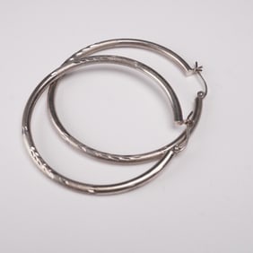 Pair of Sterling Silver Hoop Earrings