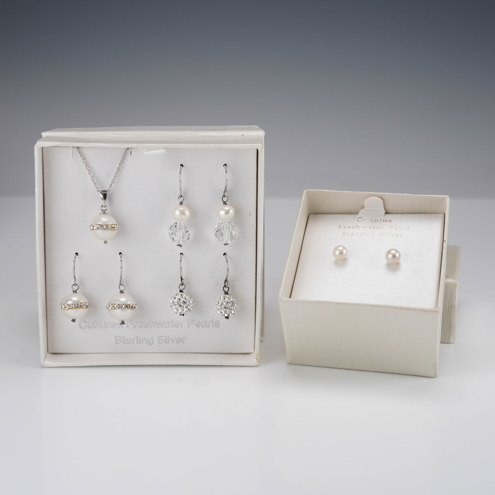 5pc Sterling Silver and Freshwater Pearl Necklace and Earrings (1 of 6)