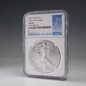 2017 American Silver Eagle First Day Dollar Coin NGC Graded MS 70