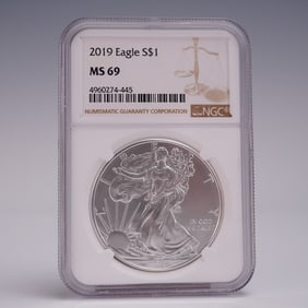 2019 American Silver Eagle Dollar Coin NGC Graded MS 69