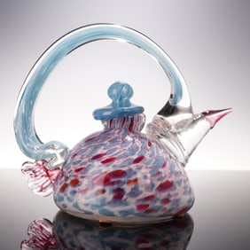 Paul Allen Counts Art Glass Multicolor Speckled Teapot