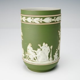Wedgwood Green Jasperware Classical Relief Cup