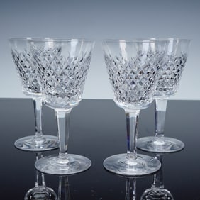 4pc Waterford Crystal Claret Wine Glasses, Alana Pattern