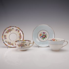 2 Colclough and Macy's Floral Teacup and Saucer Sets