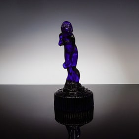 Cambridge Glass Cobalt Bashful Charlotte Flower Frog