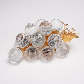 Swarovski Crystal Bunch of Grapes with Gold Leaf