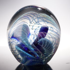 Robert Eickholt Art Glass Paperweight Swirling Design Artist Signed