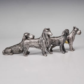 4pc Price Metal Dog Figurines - Collie, English Setter, Boxer & Bloodhound