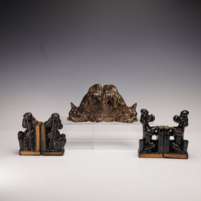 6pc Three Pairs of Mann Porcelain Terrier and Ceramic Dog Bookends