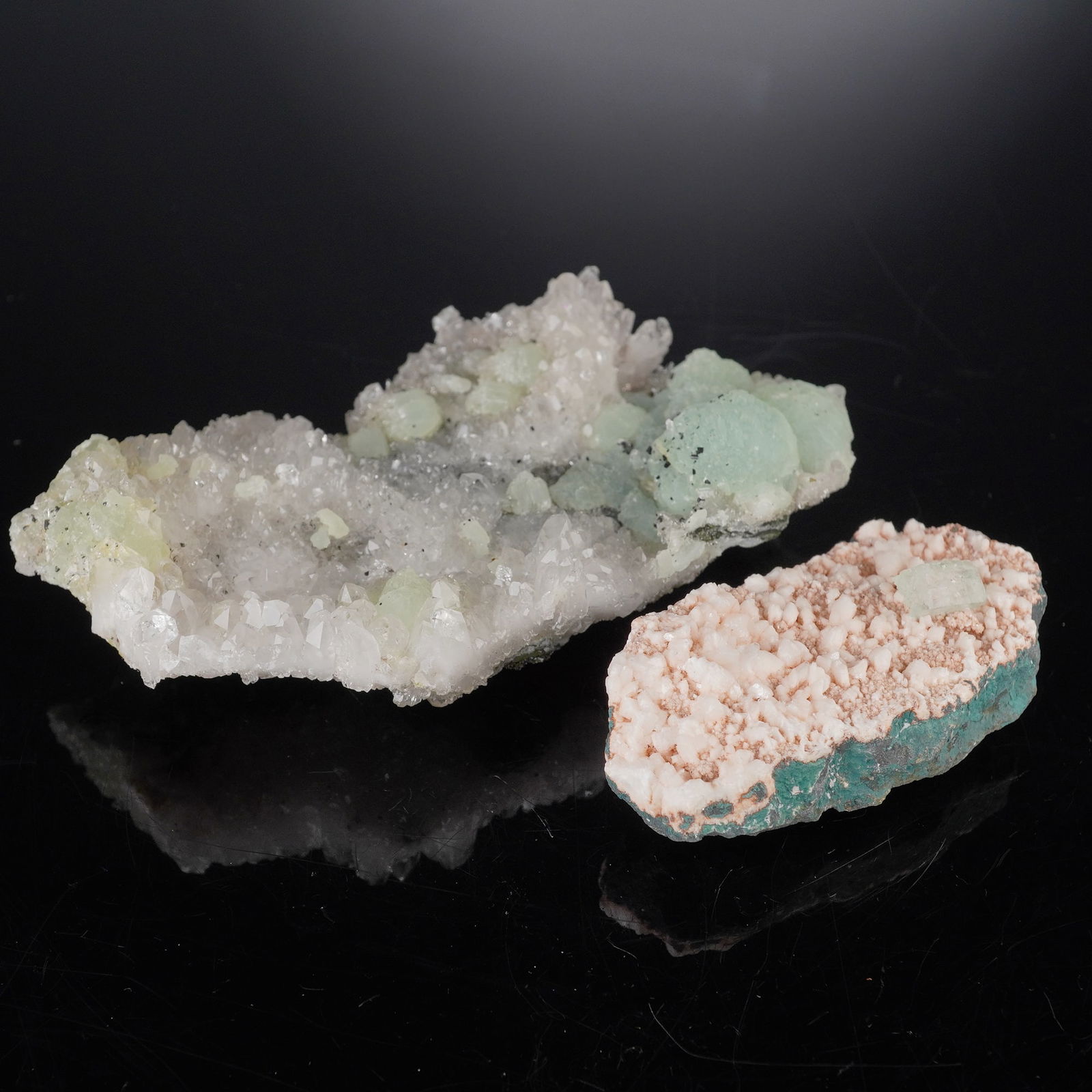 2pc Mineral Specimens, Amethyst & Prehnite w/ Quartz Crystal Cluster (1 of 10)