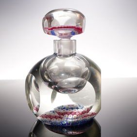 Millefiori Glass Scent or Ink Bottle with Stopper