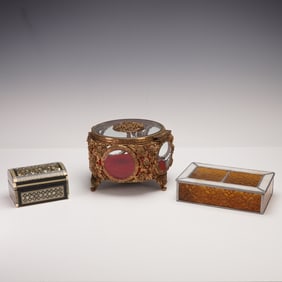 3pc Group of Three Decorative Trinket and Jewelry Boxes