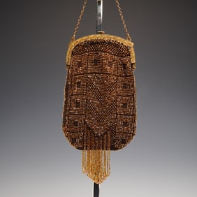 Amber Glass Beaded Frame Purse