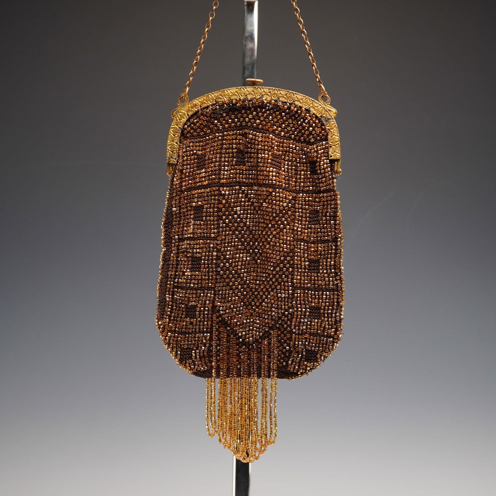 Amber Glass Beaded Frame Purse (1 of 6)