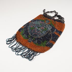 Floral Medallion Beaded Drawstring Purse