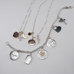 3pc Sterling Silver Sentimental Necklaces and Daughter Charm Bracelet