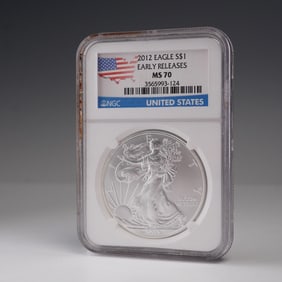 2012 American Silver Eagle Early Release Dollar Coin NGC Graded MS 70