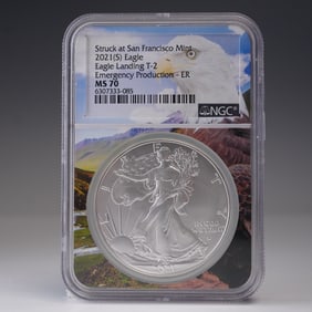 2021 (S) American Silver Eagle Type 2 Dollar NGC Graded MS 70