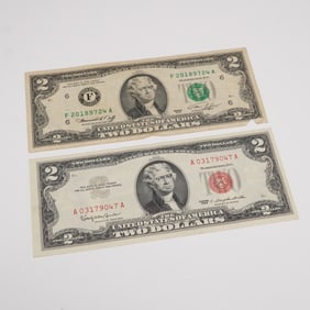 3pc 1953B, 1963, 1976 Series U.S. Two Dollar Bills