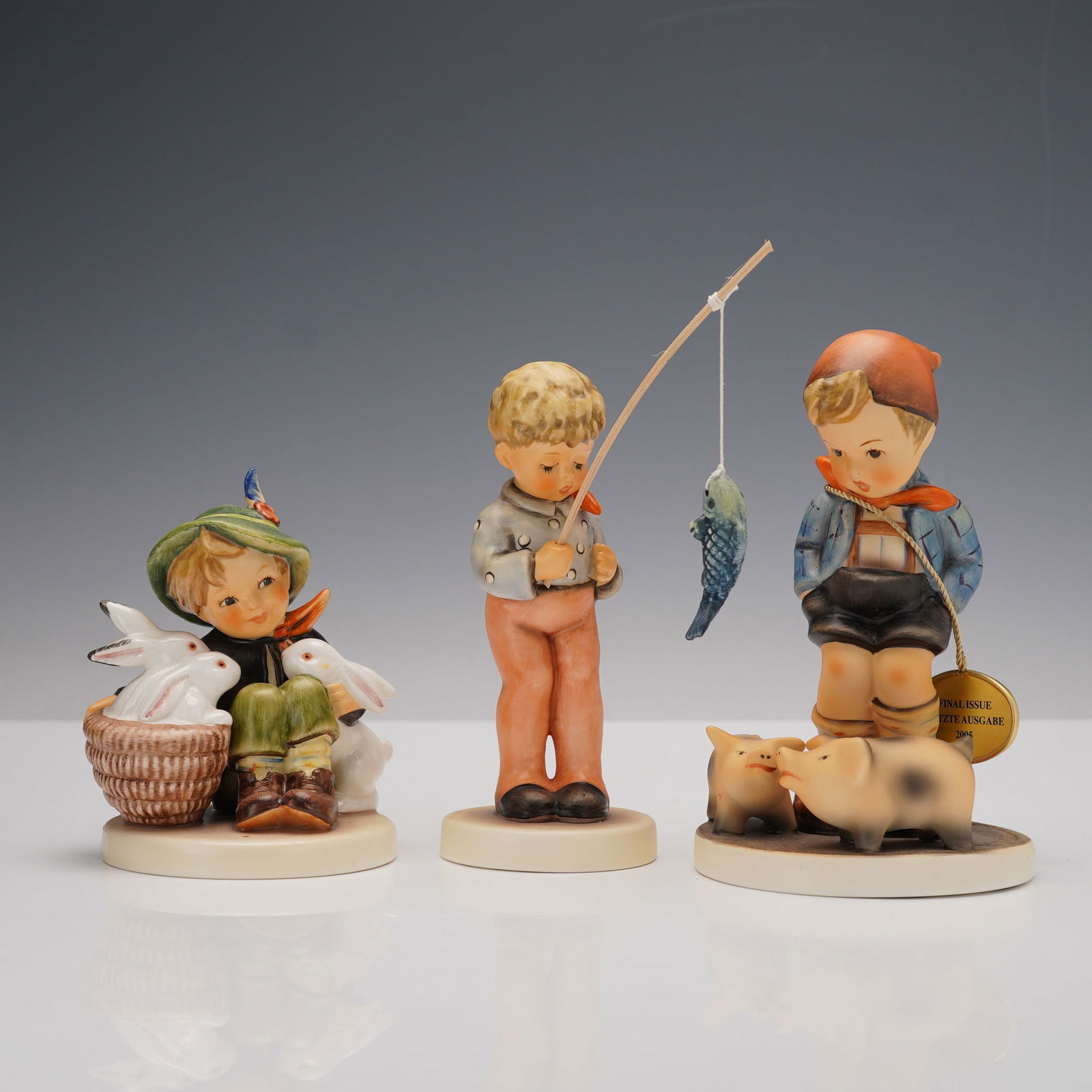 3pc Goebel Hummel Porcelain Figurines, Boys with Animals and Fishing (1 of 3)