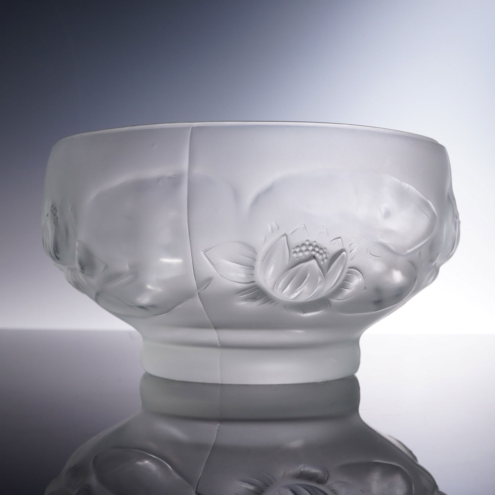 Barolac Style Frosted Glass Lotus Bowl, Attributed to Josef Inwald (1 of 5)