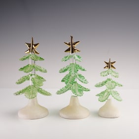 3pc Department 56 Snowbabies Glittered Glass Tree Figurines